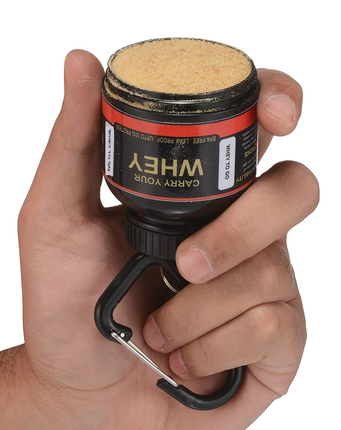 DOVEAZ Plastic Food Grade Gym Water Gallon Bottle With Protein Funnel & Container With Key-Chain For Men1500 Ml,Black